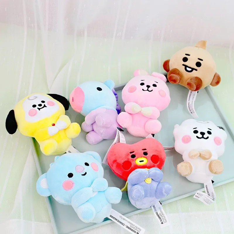 

12-22cm BT21 Plush Dolls New Mini Kawaii Keychain Bag Pendant Ornament Anime Cartoon Soft Stuffed Animals Toys for Kids Gift