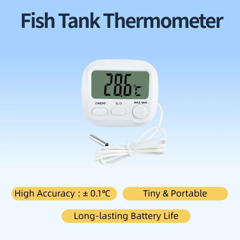 Aquarium Thermometer With Probe Digital Thermometer Fish Tank Thermometer ±0.1℃ High Precision For Marine Plant Aquarium