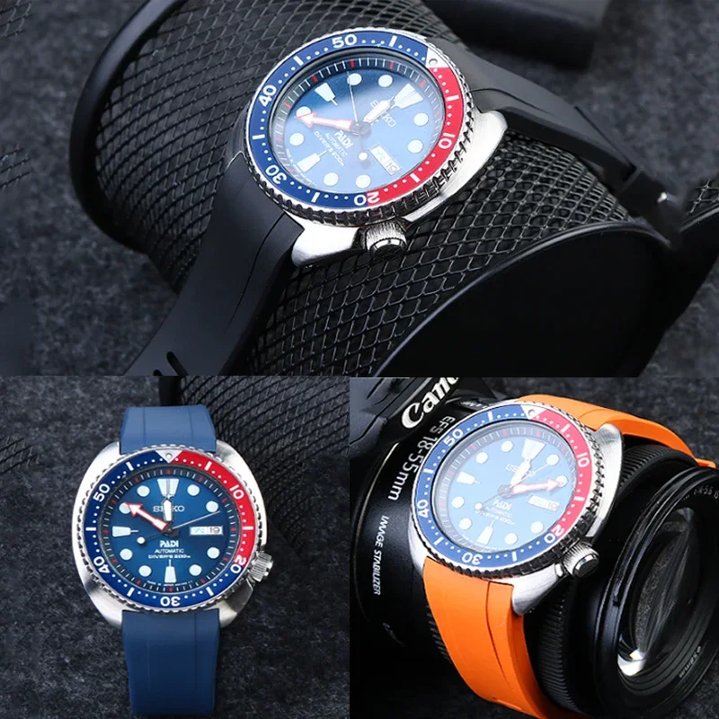 Cinturino in gomma fluorurata PEIYI da 22 mm adatto per cinturino in silicone Seiko PROSPEX serie SRPE99K1/SRP777J1
