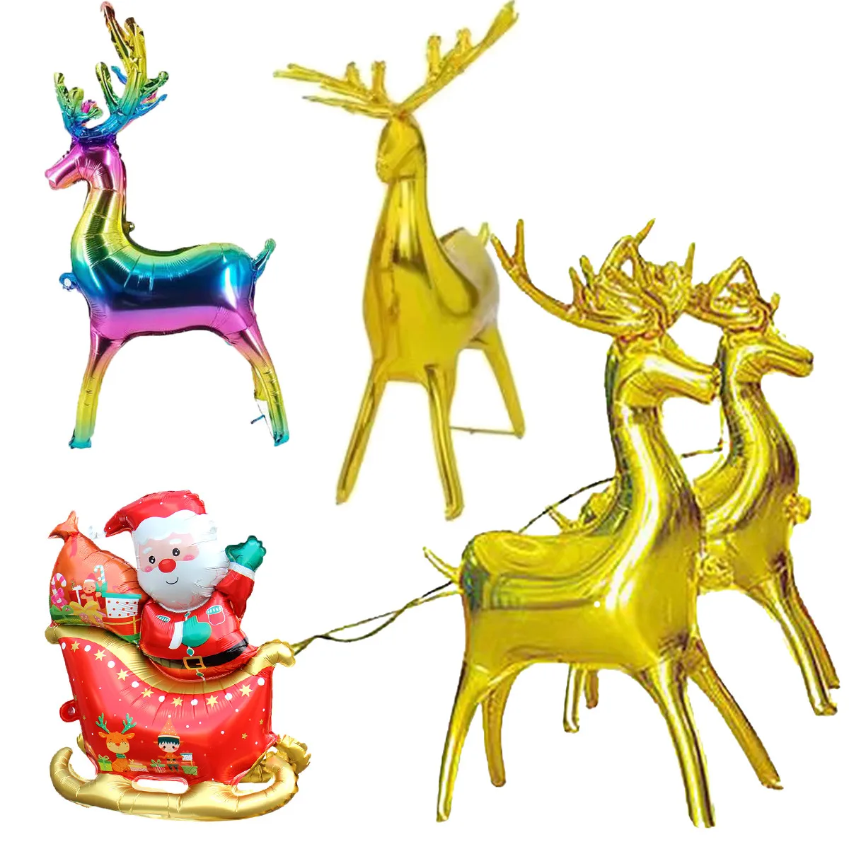 ثلاثية الأبعاد حامل عيد الميلاد الغزلان سحب سانتا كلوز مزلقة احباط بالونات مجموعة الذهب الأيائل بالون زينة عيد الميلاد لمتجر المنزل نافيداد