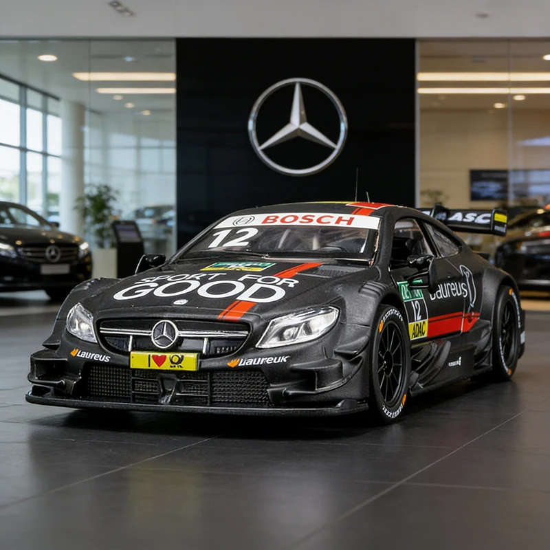 

Машинка-модель Mercedes-Benz C63 DTM AMG из сплава, масштаб 1:32, со звуком и светом, литая, для детей