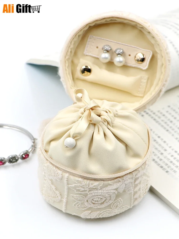 New Fashion Platinum Lace Travel Portable Jewelry Boxes Jewelry Boxes Ear Nail Ring Jewelry Organizer Creative Gifts Decoration