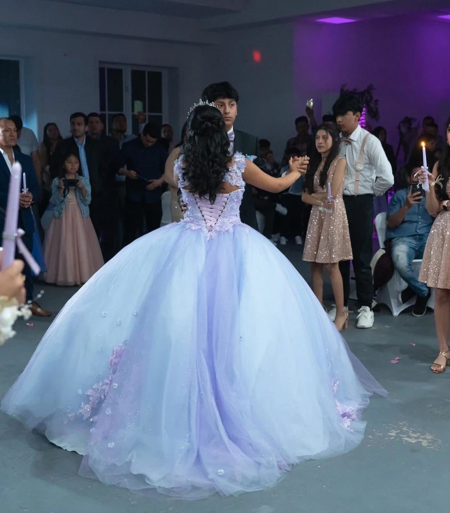 Vestidos De quinceañera morados elegantes personalizados 2024 Vestido De baile apliques De flores 3D Vestido dulce 16 con cuentas Vestido De 15 Años YQD75