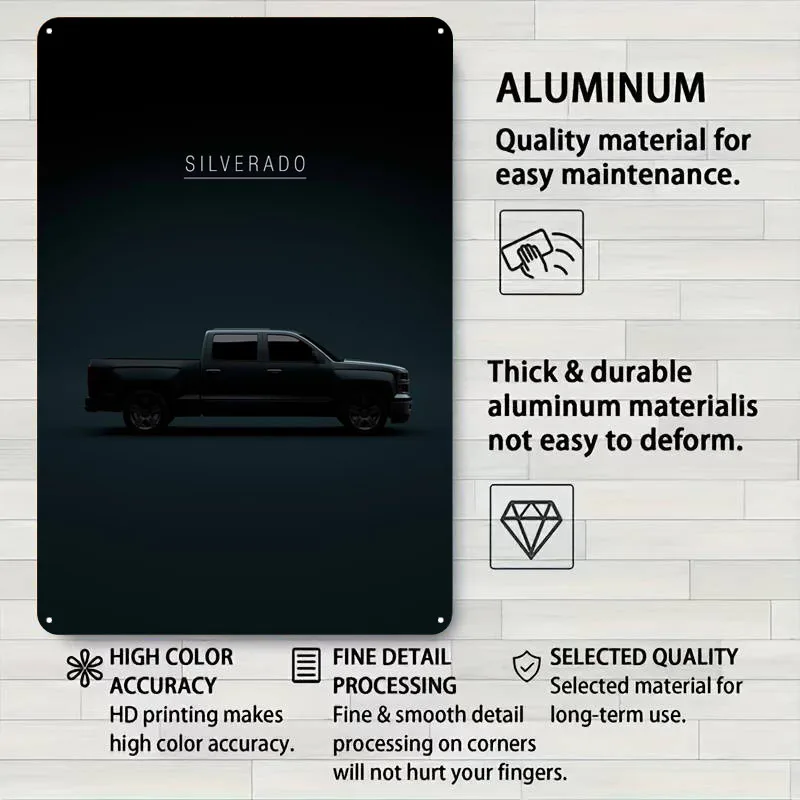 2014 سيلفرادو طاقم الكابينة صفيح علامات سيارة ملصق الحمام ديكور علامة معدنية مخصصة للجدار الفن الديكور غرفة الداخلية خمر #4