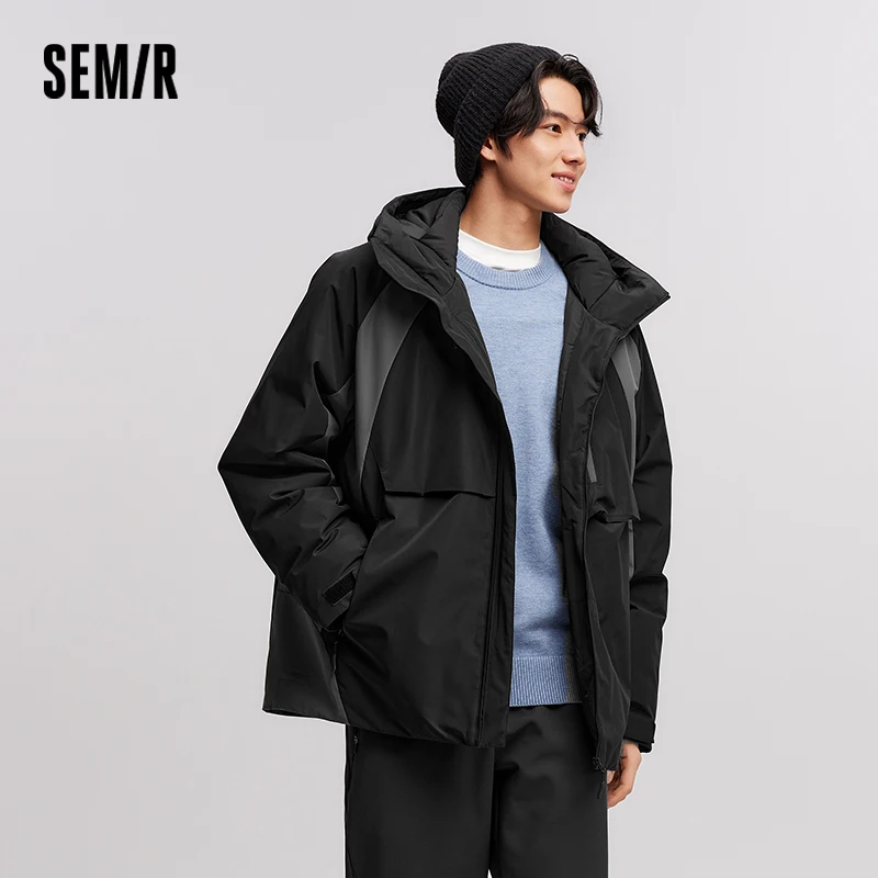 SEMIR-Doudoune à Capuche Imperméable pour Homme, Coupe-Vent, Chaud, Polyvalent, Extérieur, Nouvelle Collection Hiver 2024