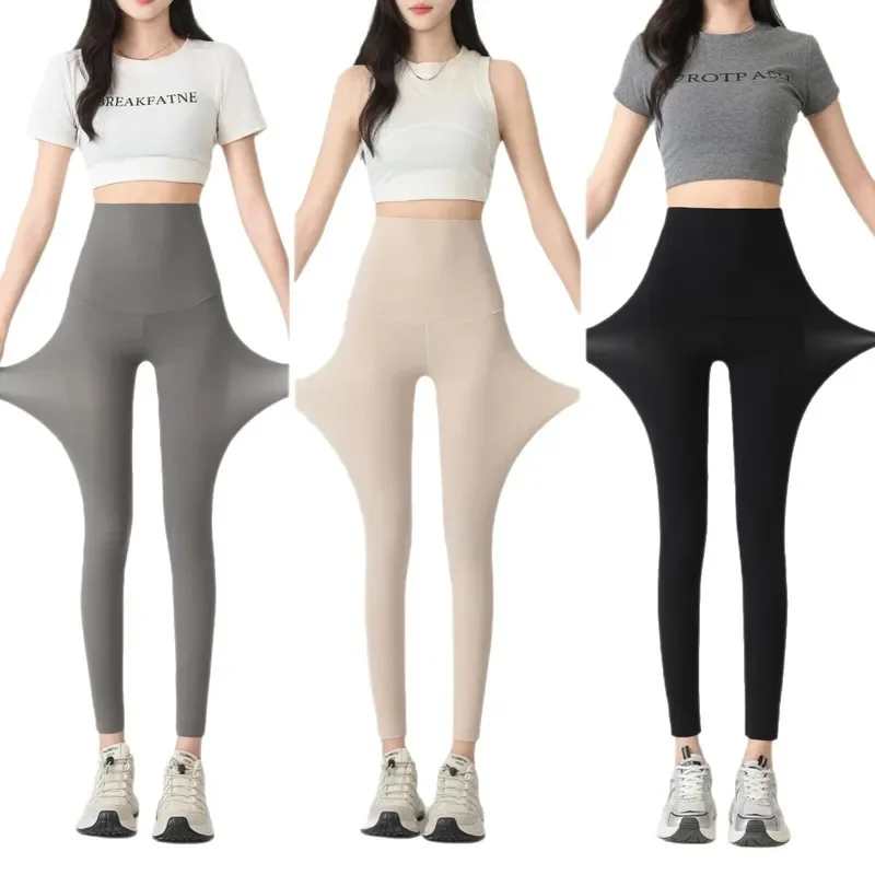 2026 New Ultra Thin Ice Silk Leggings High Waist Skinny Pants Plus Size Soft Touch Tight Shark Pants Breathable Stretchy Outdoor