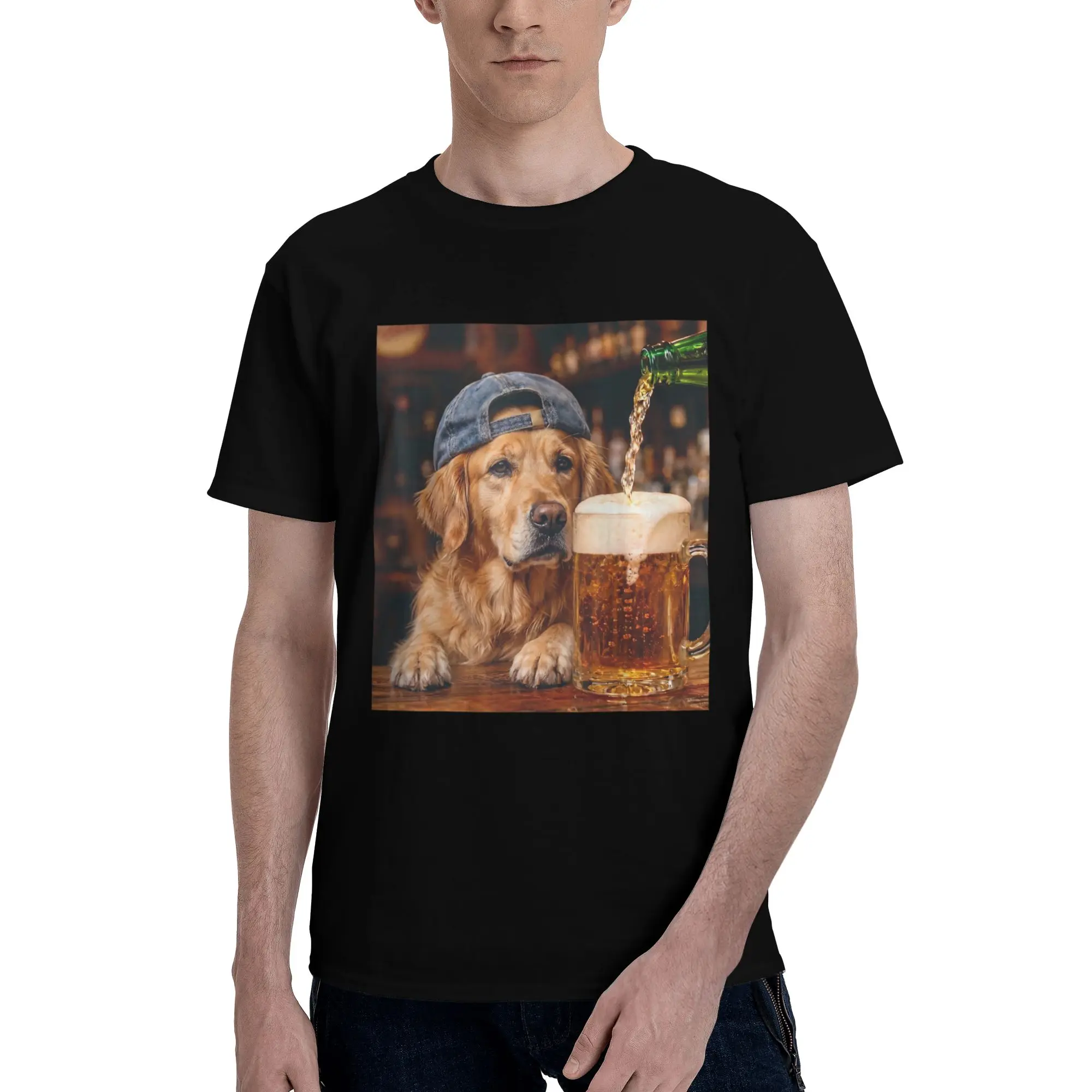 Border Collie Drinking Beer Funny Dog Meme  Merch Men Women T Shirts Cotton Tee Graphic Printed  Tops T-shirt