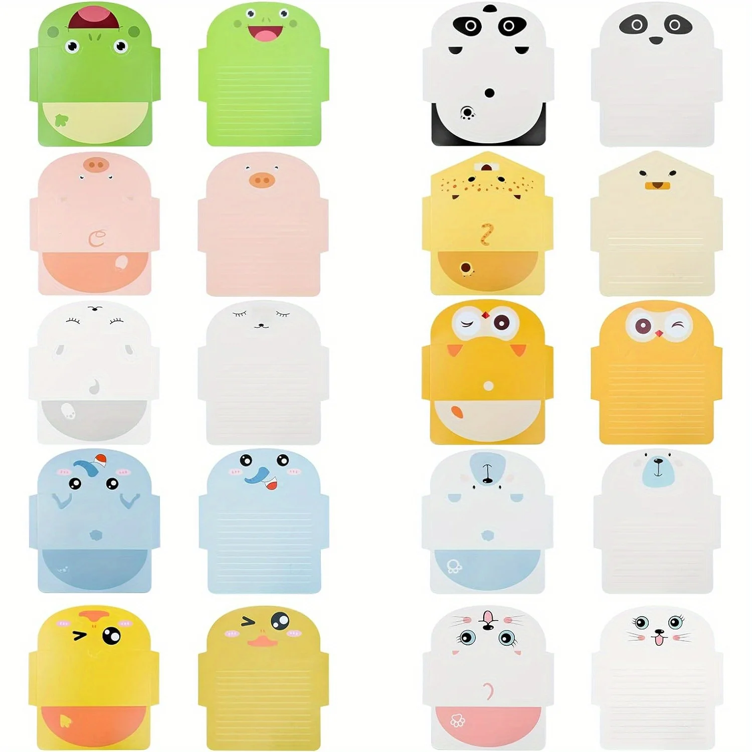 10 Pcs Animal Cartoon Letter Writing Stationery Paper, Greeting Card Envelopes, Thank You Card, Birthday Party Invitation Cards