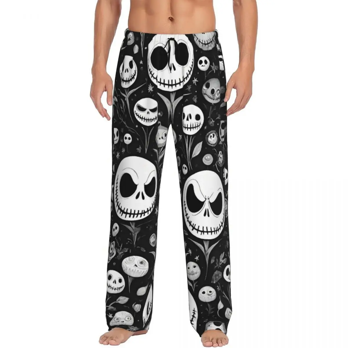 

Custom Printed Men Jack Skellington Pajama Pants Sleepwear Sleep Lounge Bottoms with Pockets