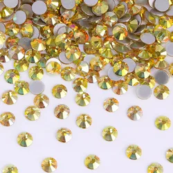 SS3-SS30 Golden Light Glass Rhinestone Non Hotfix Flatback Glitter Crystals Stones Glue on Diamond Strass for DIY Dress Clothing