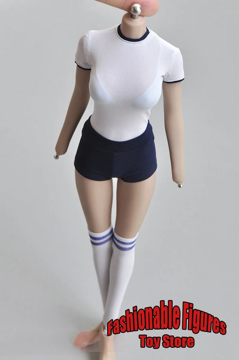 1/6 Women Soldier Sport Shirt Hot Shorts Medium Stockings Cute Japanese Student Clothes Fit 12