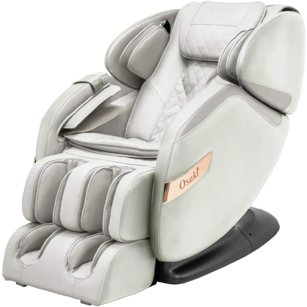 2 Stages Full-Body Massage Chair, Lumbar Heating, 5 Auto Massage Programs, Bluetooth Speaker, Polypropylene, Cream & Taupe