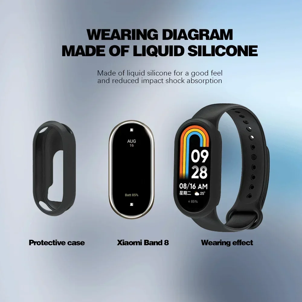 Silicone Case for Xiaomi Mi Band 8 Bumper Candy Color Protector Case for MiBand 8 Soft Rubber Full Coverage Bezel Accessories