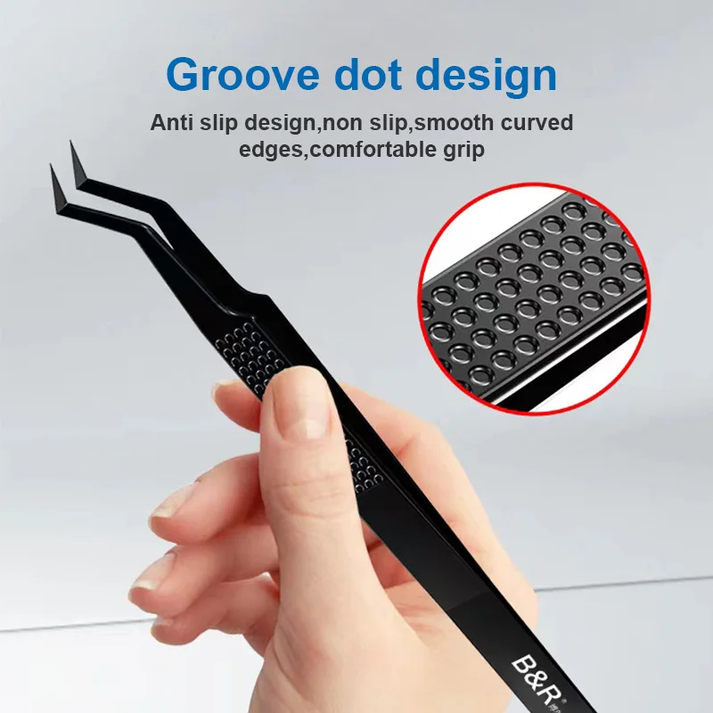 B&R BS-16 High Hardness Precision Chip Planting Tin Tweezers Easy Clamping Mobile Phone Repair Curved Design Forceps