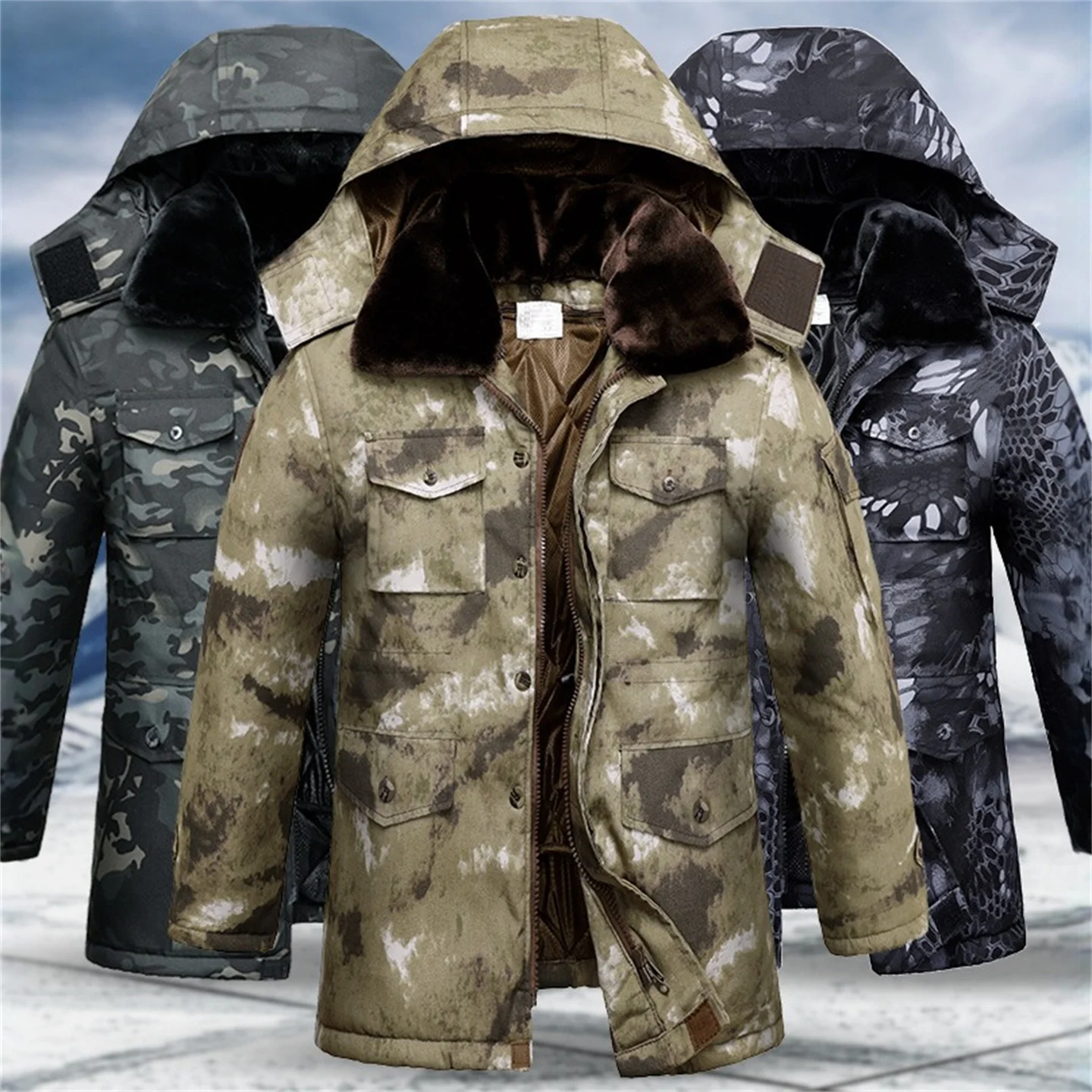 

Camouflage Coat Winter Outdoor Double Layer Cold-Proof Waterproof Coat Cotton Coat Thickened Workwear