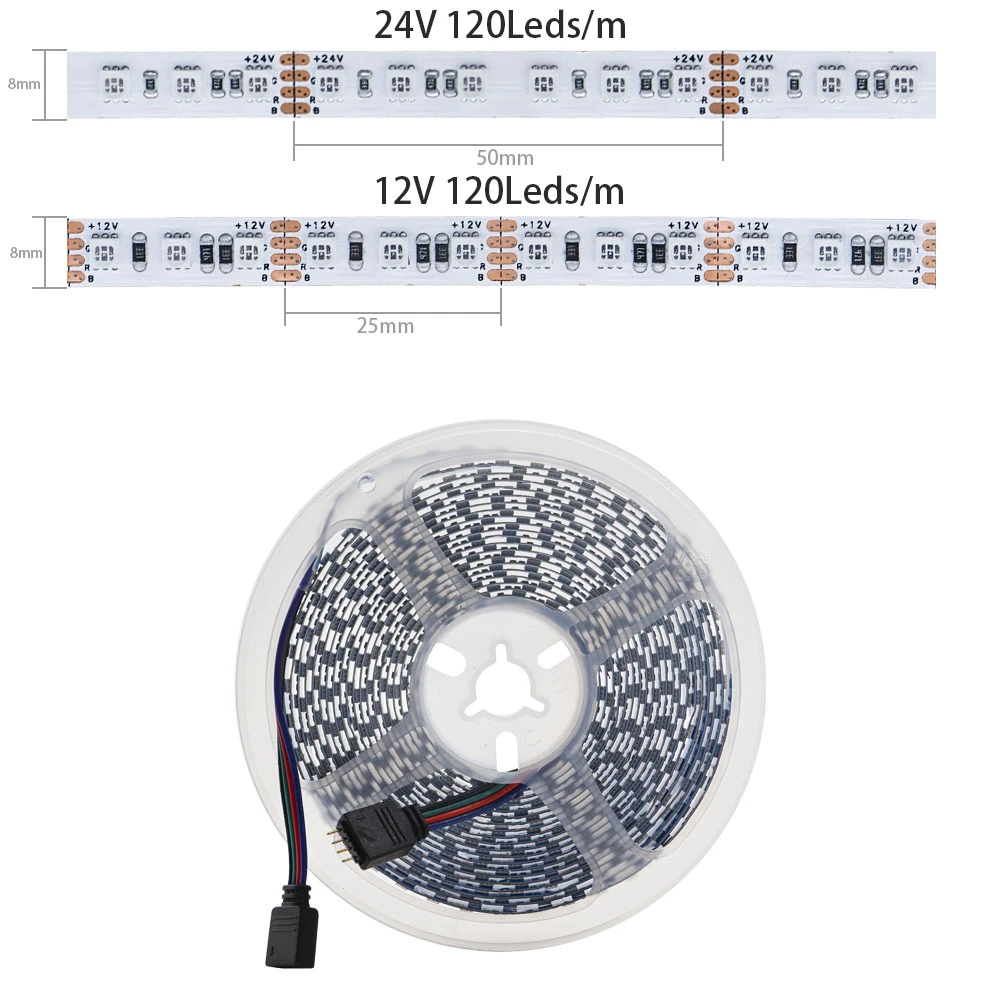 Super jasne 3535SMD światło listwy RGB LED 8mm PCB 120Leds/m kolor zmienny elastyczny taśma Led IP30 dekoracja domu DC12V/24V