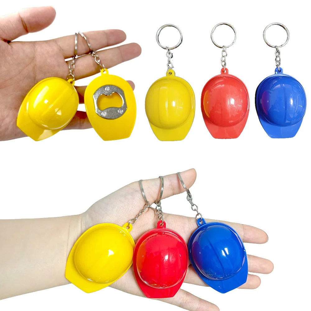 10/20/30Pcs Construction Hat Keychain Small Safety Hat Keychain Construction Themed Birthday Party Gifts Prizes Supplies