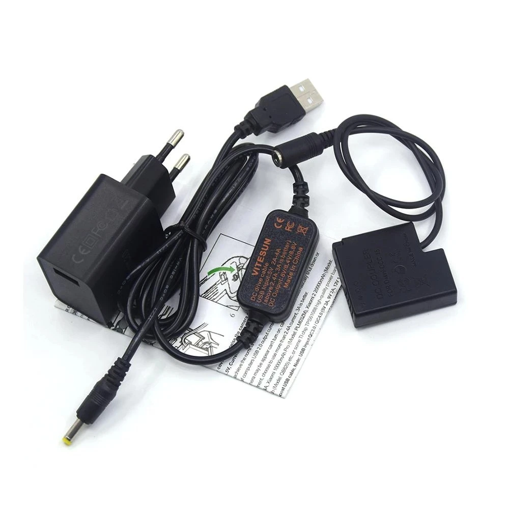 DMW-DCC15 BLH7E BLH7 مقرنة وهمية بطارية + USB محول الطاقة كابل شاحن لباناسونيك DMC-GM1 GM5 GF7 GF8 GF9 LX10 LX15 GF9KGK