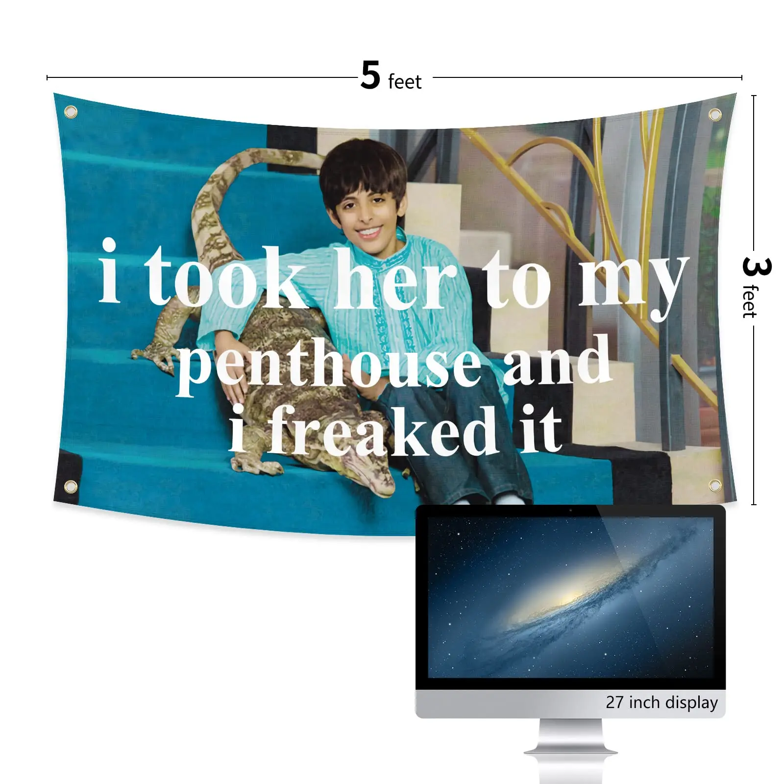 I Took Her to My Penthouse and I Freaked It Funny Flag 3x5 Ft Banner Party Supplies Yard Signs Home Decor Funny Hanging Poster