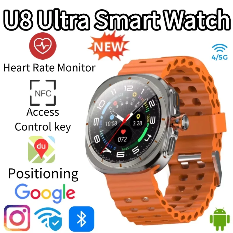 

Смарт-часы Master U8 Ultimate 4G 5G SIM-карта Видеозвонки GPS Компас WIFI Поворотная камера Международный аккумулятор для звонков 1480 мАч