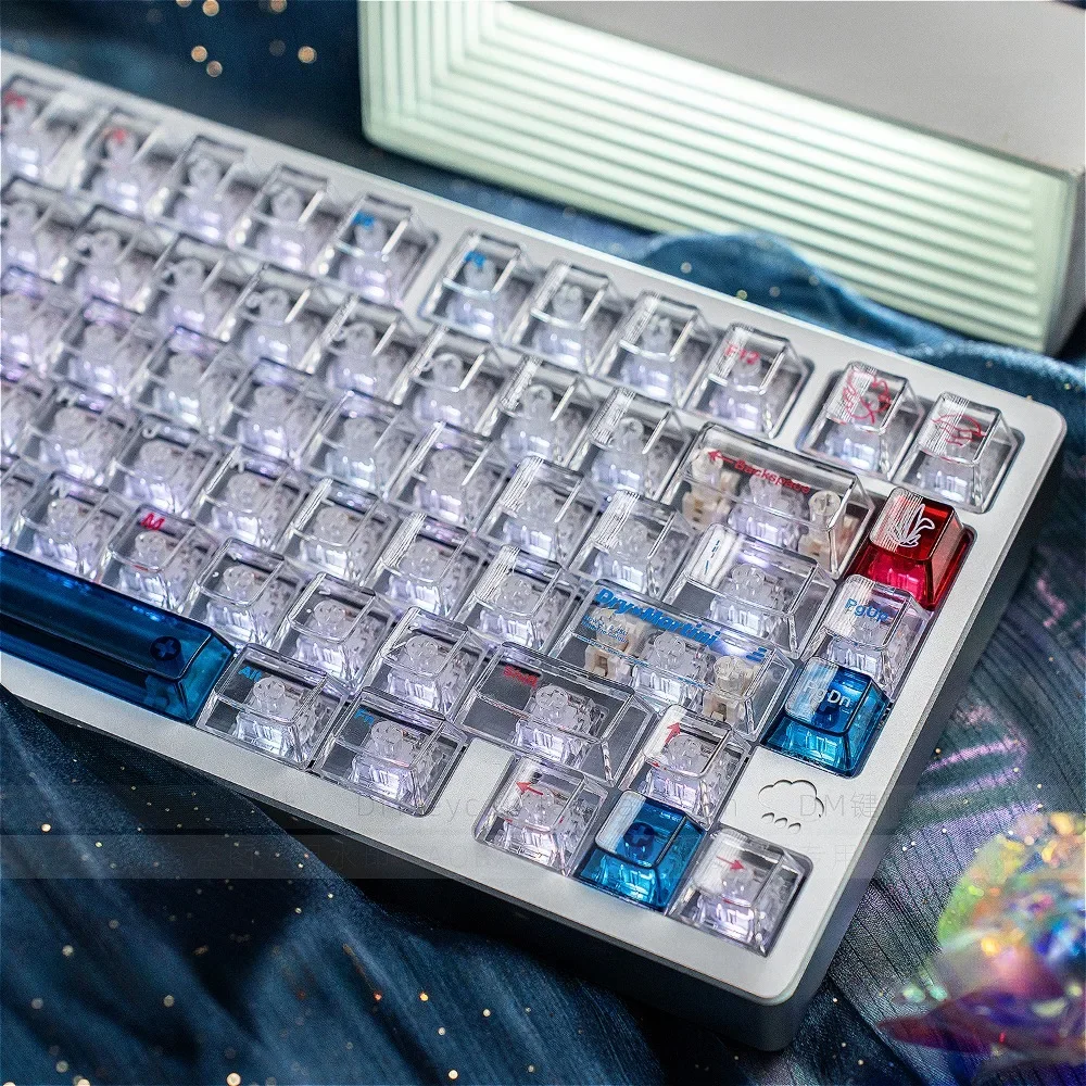 

Fully Transparent Galaxy, Cherry 156 Keys PC Keycaps for Cherry MX 104/87/61 Mechanical Keyboard Accessories