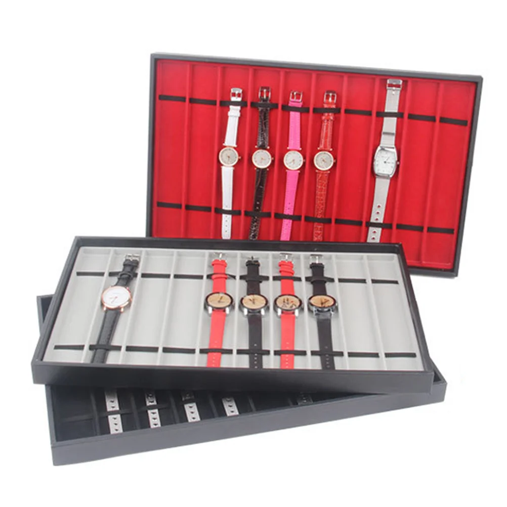 Caso preto caixa de armazenamento de jóias bandeja de relógio para coletor de relógio organizador caixa de viagem suporte