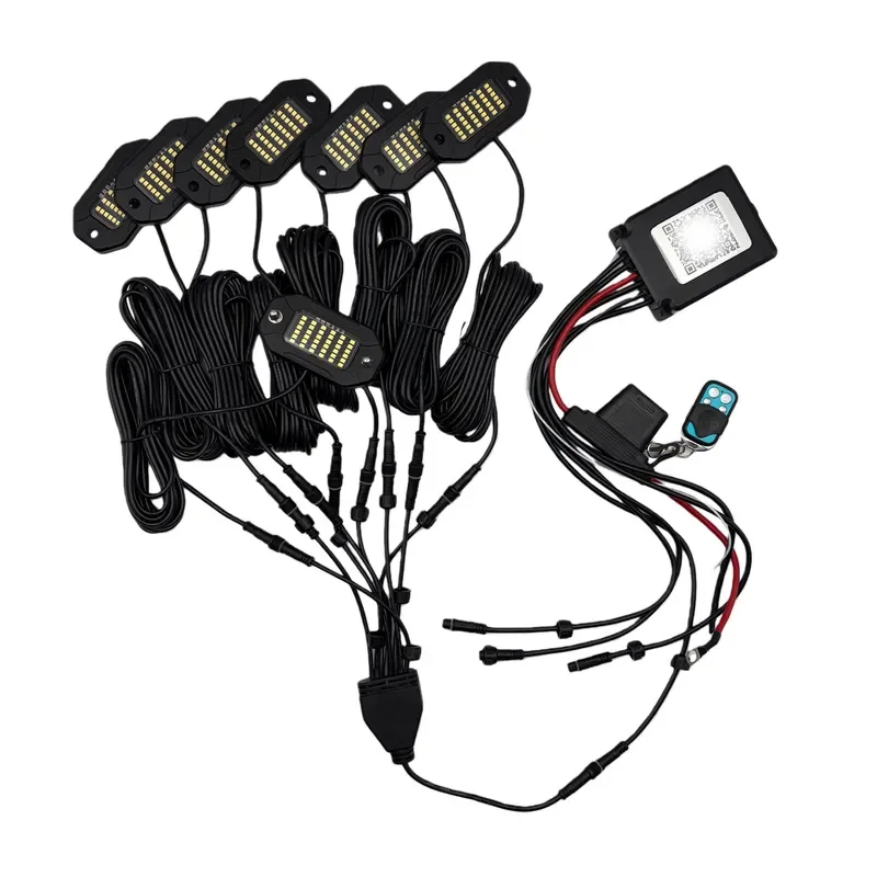 16pcs 36 LED White Rock Light Kit with Wiring Harness Remote for Truck Underglow Wheel Well Lights Wiring Harness Included