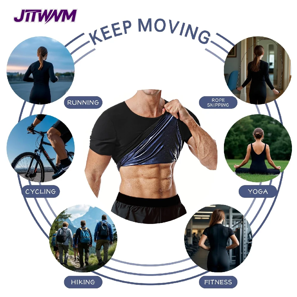 1PCS Mens Sweat Sauna Suit Short Sleeve Sauna Shirt, Compression Slimming Shapewear, Tight Fitting Workout Top for Gym Yoga