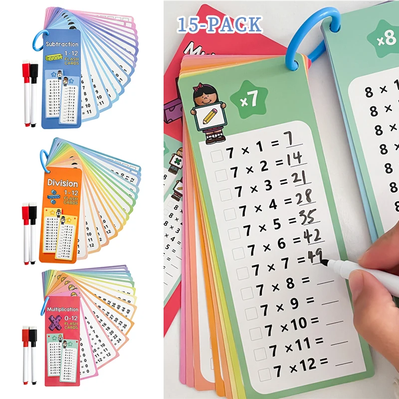 0-12 Multiplication Chart Times Table Cards Self Check Math 