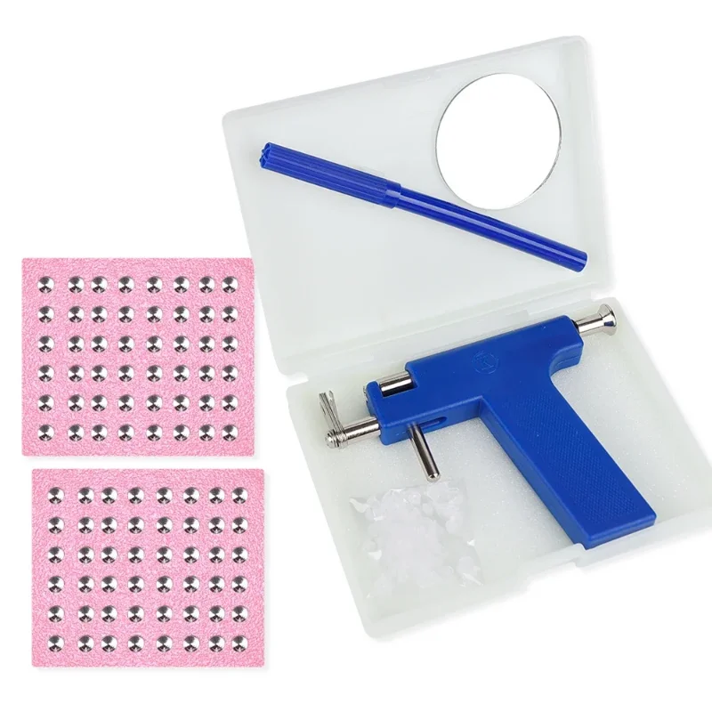 Stainless Steel Fashion Healthy Safety Ear Piercing Gun Round NO PAIN Piercer Tool Machine Kit Stud Jewelry