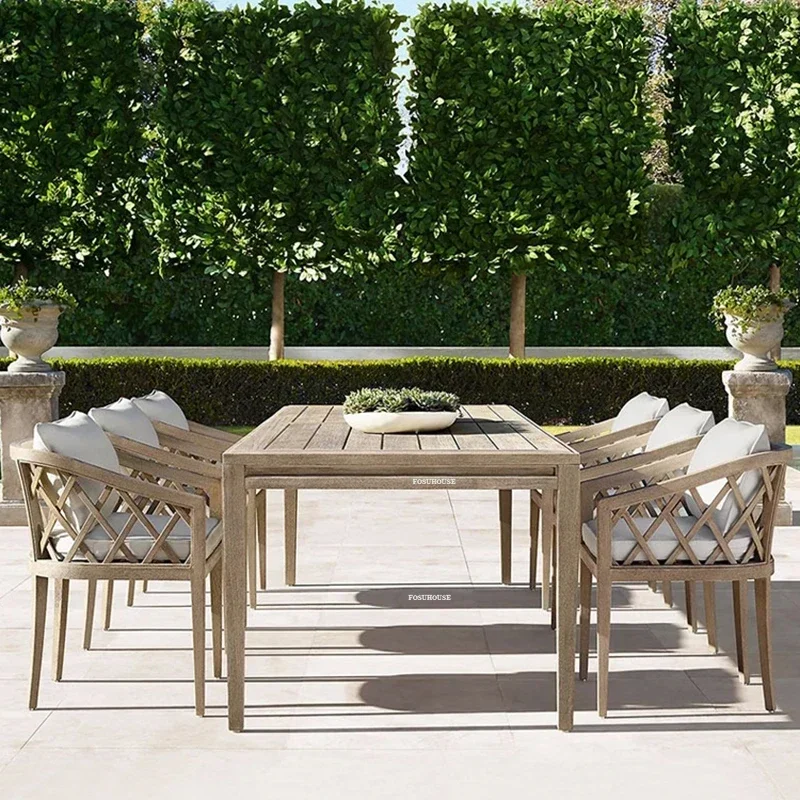 Leisure Solid Wood Garden Furniture Sets Open-air Patio Dining Chair Home Villa Outdoor Furniture Outdoor Table and Chair o