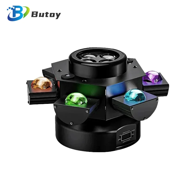 DJ Lights 6 Arm Bee Eyes LED Beam Moving Head Light Laser Effects DMX Stage Lighting for Disco Music Dance Party with RGBW 4in1