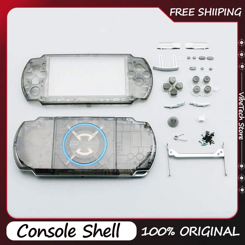 ゲームコンソールシェル交換用-psp3000-psp-3000-クリスタルカラー-フルハウジングカバーケース-ボタンキット付き-コントローラーアクセサリー