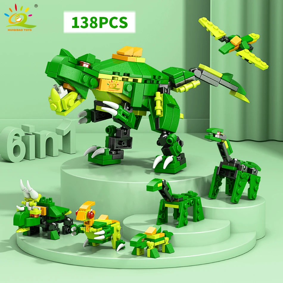 

HUIQIBAO 6IN1 City Engineering Car Police Truck Building Blocks Tank Helicopter Bricks Fire Fighting Set Toys for Children