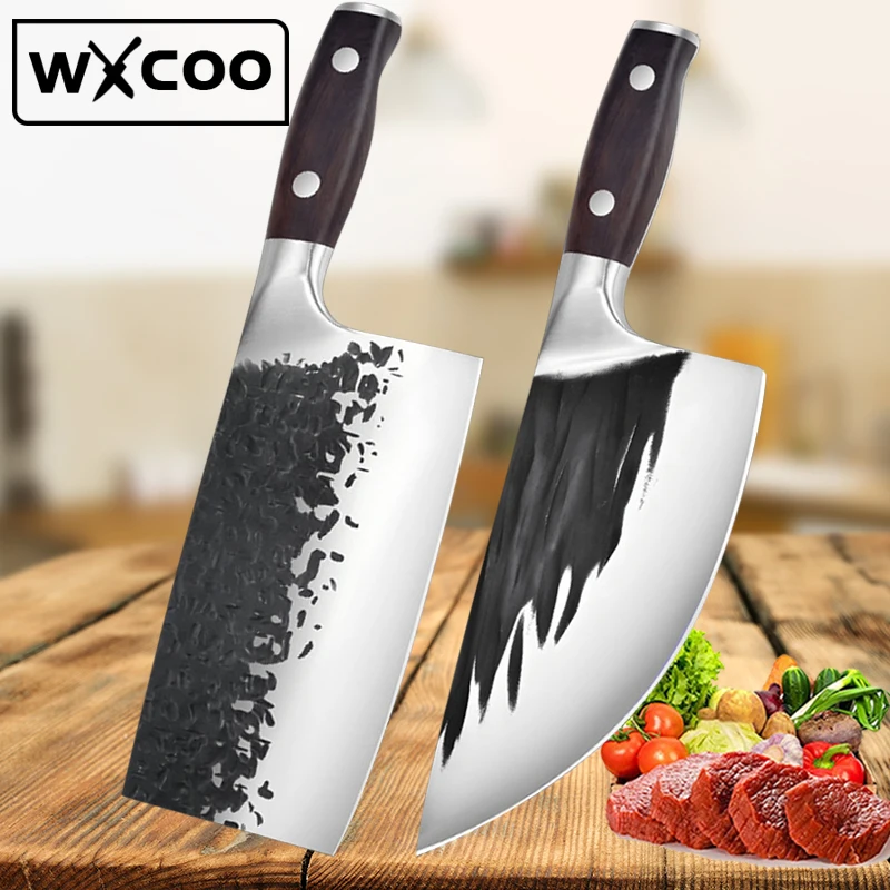 WXCOO Forged Kitchen Chef Knife Set High Carbon Steel Meat Vegetables Slice Knives Professional Butcher Cleaver Chope Bone Knife