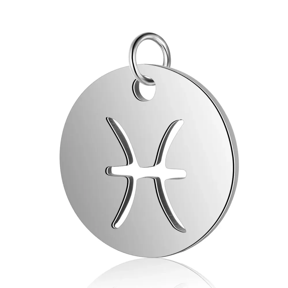 10 Pieces/lot Wholesale 316 Stainless Steel Aquarius Leo Sagittarius Necklace Pendants 12 Zodiac Signs DIY Charms Jewelry
