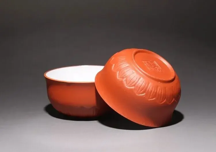 50ml*6 tea cups yixing zisha red stoneware teaset cup lotus design porcelain cup