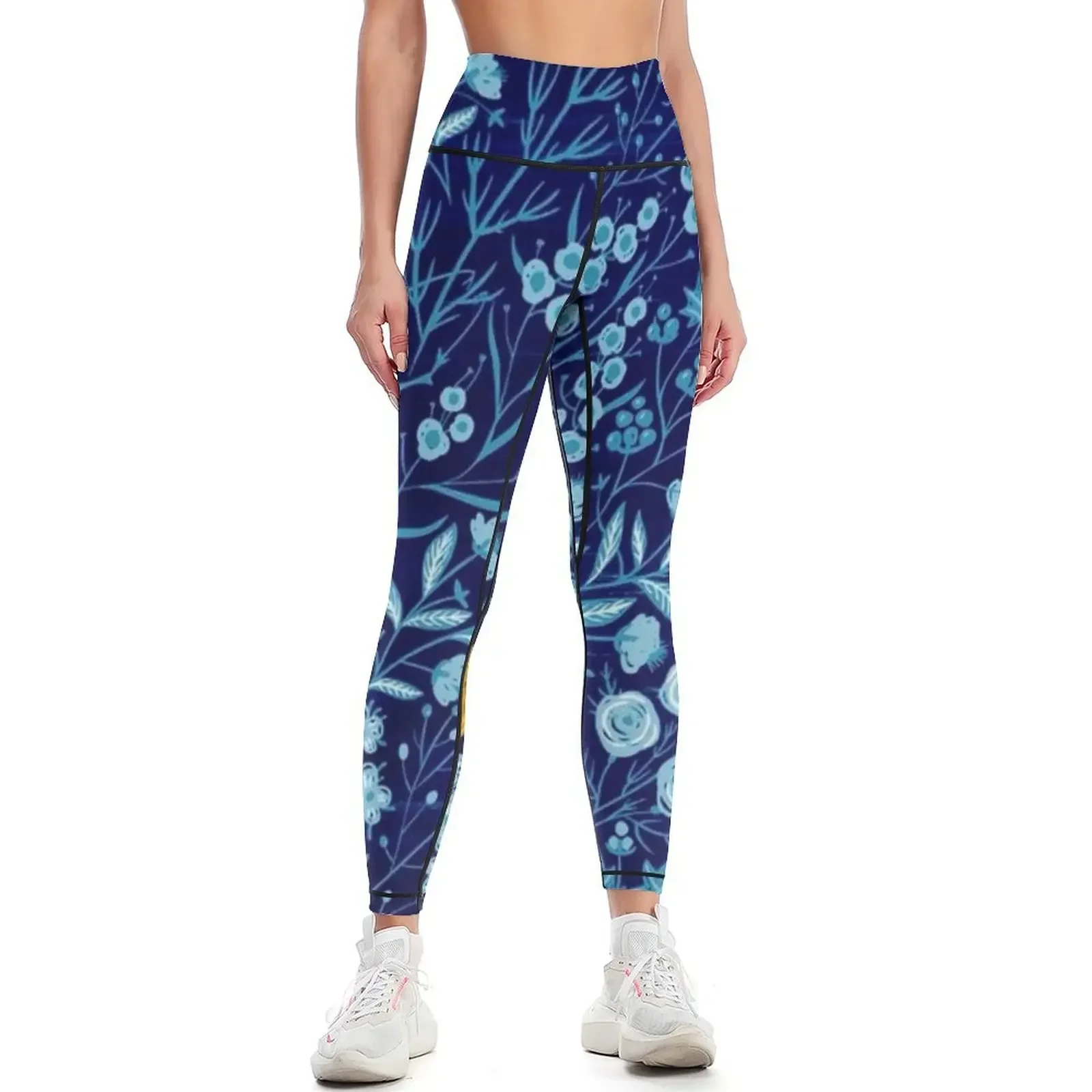 

Pastel Blue Floral Beetle Pattern Leggings high waist fitness set gym gym womans Womens Leggings