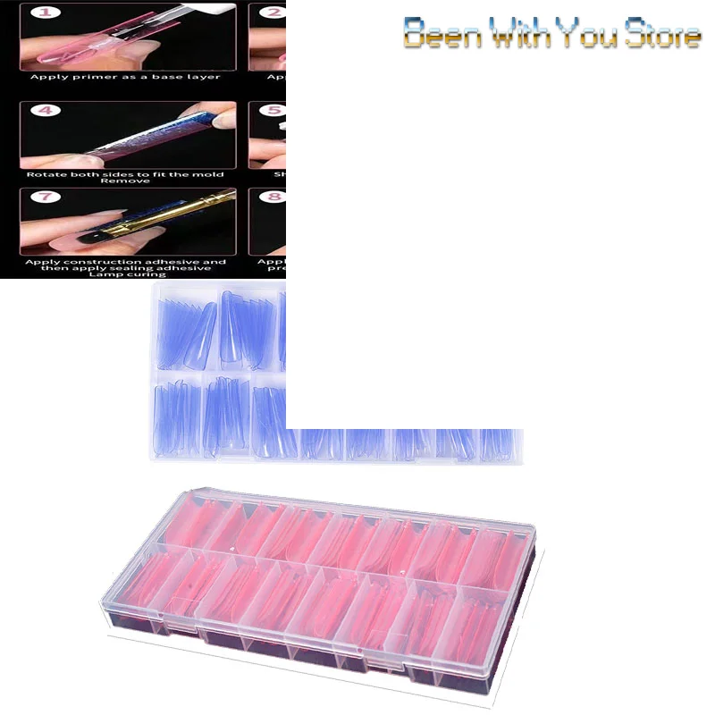 120Pcs ABS Crystal Armor Model With Scale Nail Forms Manicure Extensions False Nail Tips Quick Building Gel Mold Nail Art Salon