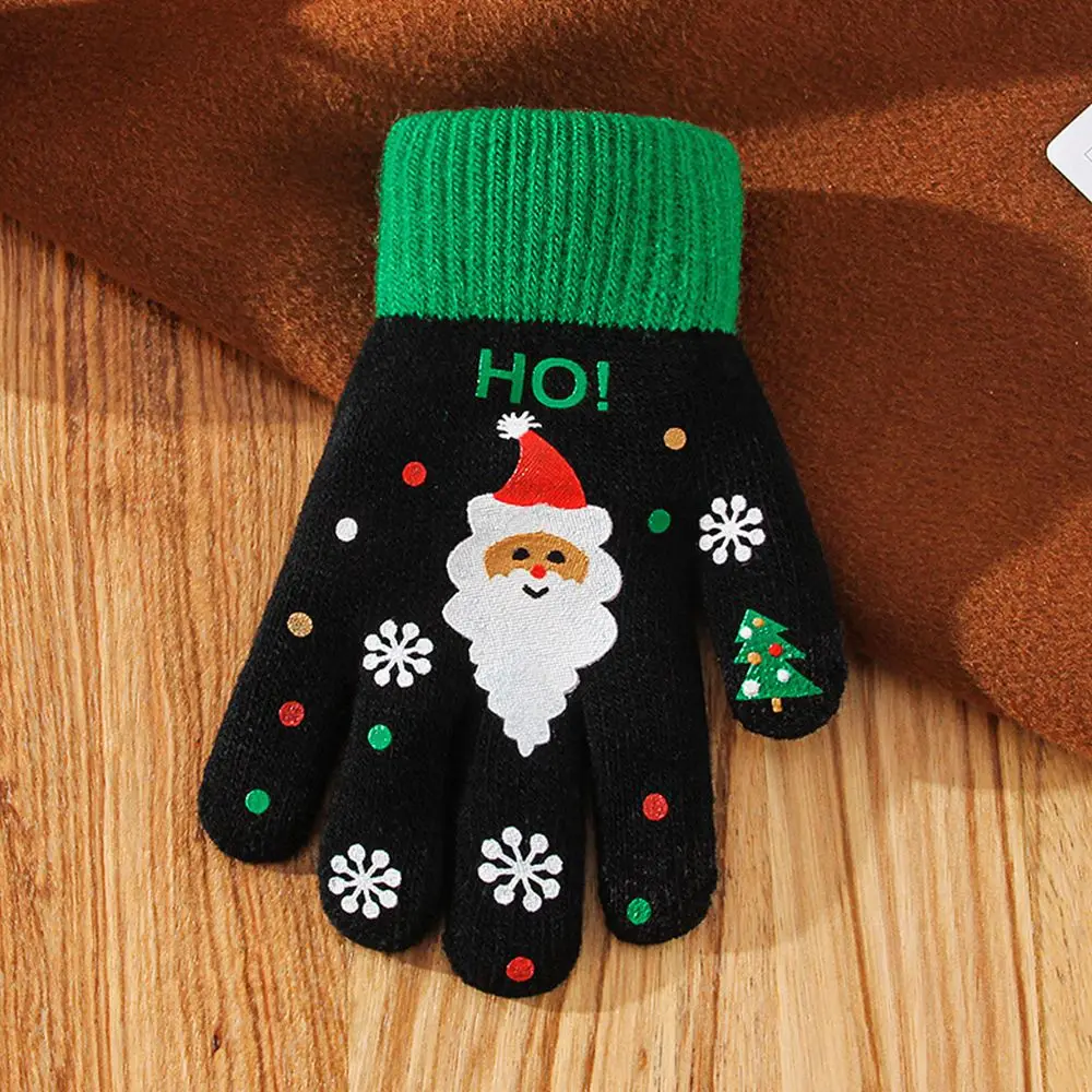 

Soft Winter And Autumn Driving Adult Men Women Knitted Gloves Christmas Kids Mittens Full Fingers Gloves Santa Claus Printed