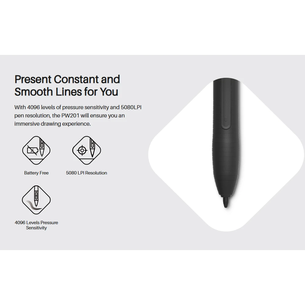 قلم خالي من البطارية PW201 لـ HUION H430P HST640 H640P H950P H1060P H610PRO V2 HC16 HS64 HS610 GC610 H1161 H320M للرسم اللوحي #4