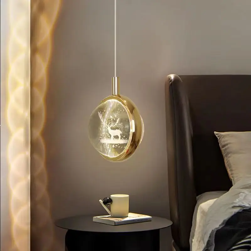 

Italian minimalist bedroom bedside chandelier, internet famous light luxury crystal decoration, creative chandelier