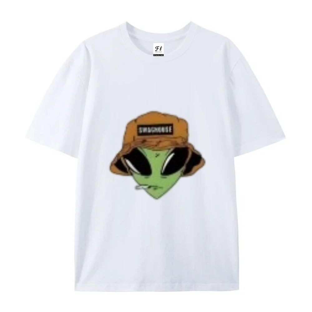 Camiseta masculina de manga curta de algodão puro harajuku y2k impressão solta casual topo respirável conforto na moda versátil undershirt