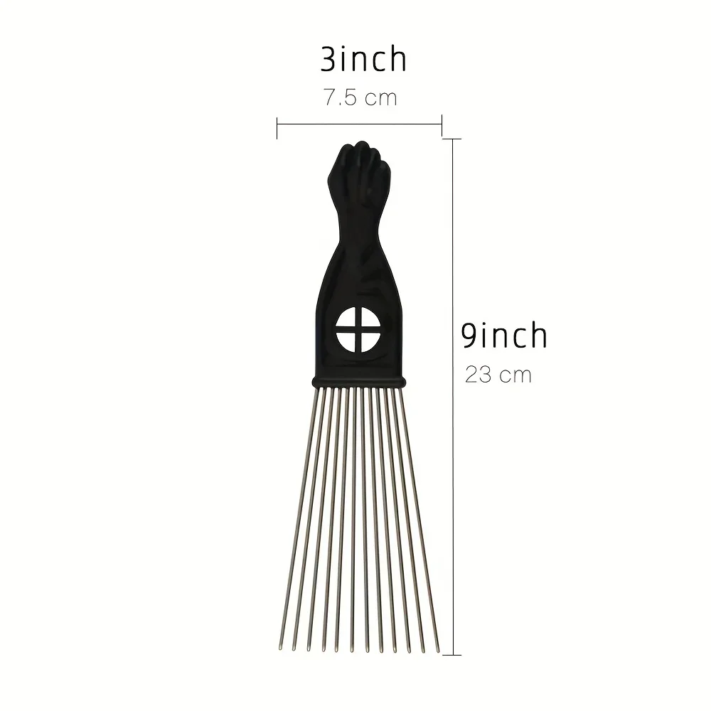 Schwarzer Metall-Haarkamm für Afroamerikaner, Frisierkamm für Friseure, Styling-Werkzeug für Salon und Barbershop – Detail 4