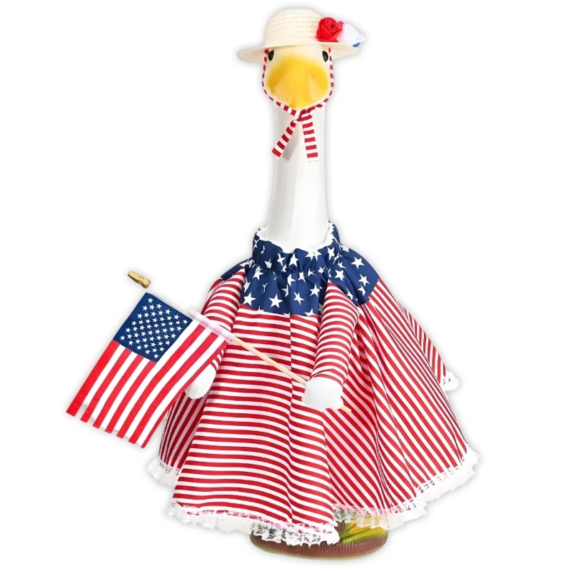 23 Inch Patriotic Porch Geese Outfit Hat With Star And Floral Design For Independence Day Decors B03E