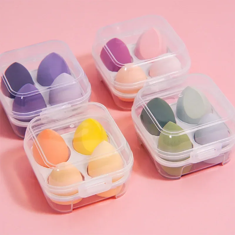 4Pcs Colorful Make Up Blender Sponge Set Soft Natural Cosmetic Puff Beveled Makeup Sponges Foundation Powder Sponge Beauty Tools