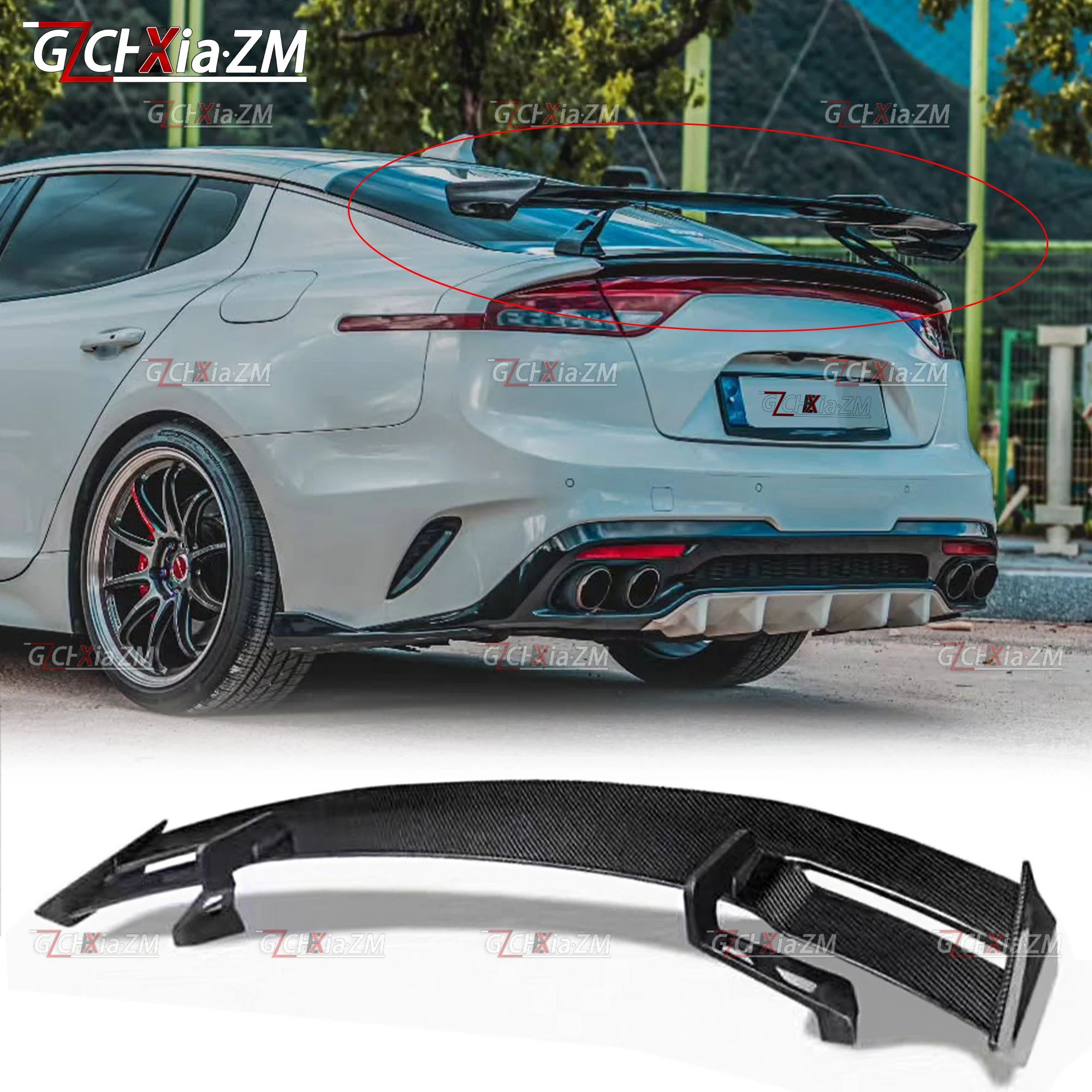 For 2014-2025 Kia Stinger K8 Rear Spoiler Carbon Fiber Material TT Style Sports Accessories Body Aerodynamics Kit Tail Wing
