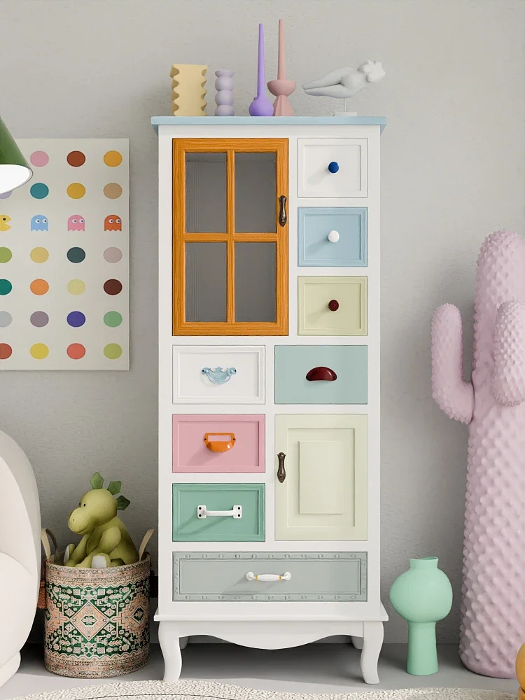Solid wood painted chest of drawers household bedroom drawer locker
