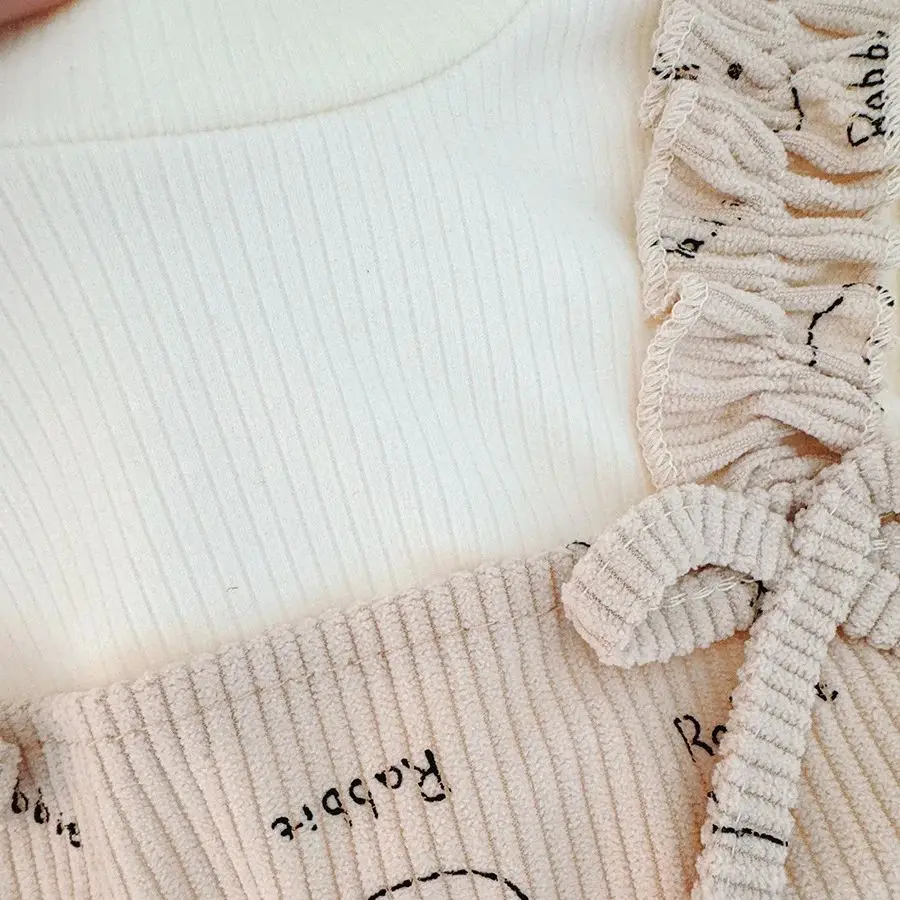 فستان بناتي جديد مطبوع عليه أرنب كرتوني للخريف، ملابس أطفال على الطراز الكوري مناسبة للأطفال من عمر 9 أشهر إلى 3 سنوات