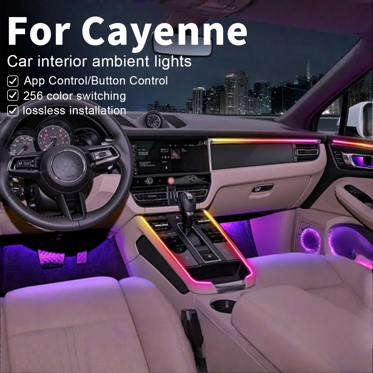 

For Porsche Cayenne 22in1 RGB Car Interior Acrylic Car Ambient Lights RGB Hidden Acrylic Strip Decoration Atmosphere Accessories